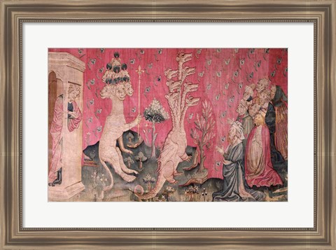 Framed seven-headed beast from the sea receiving the homage of men Print