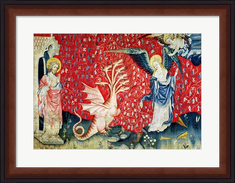 Framed Woman Receiving Wings to Flee the Dragon Print