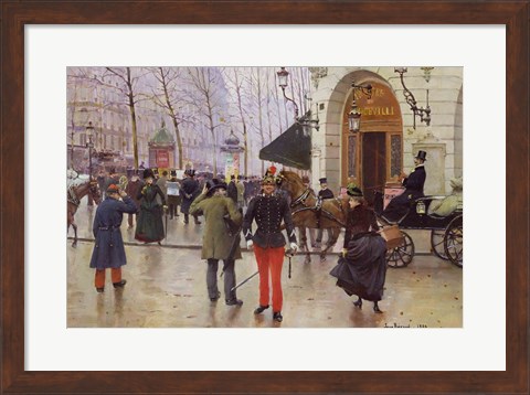 Framed Boulevard des Capucines and the Vaudeville Theatre, 1889 Print