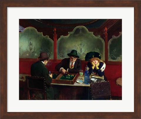 Framed Backgammon Players Print