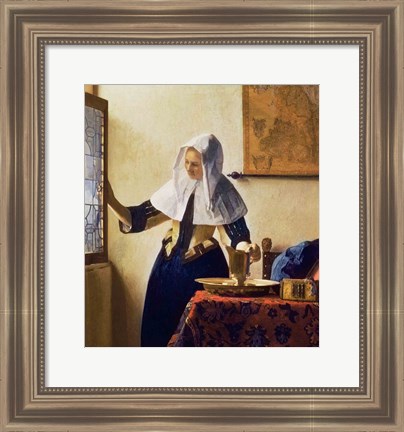 Framed Young Woman with a Water Jug Print