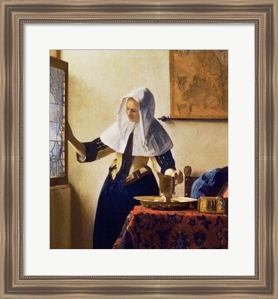 Framed Young Woman with a Water Jug Print