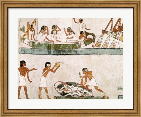 Framed Sacrifice and purification of a bull, and a sailing ritual, from the Tomb of Menna Print