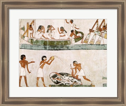 Framed Sacrifice and purification of a bull, and a sailing ritual, from the Tomb of Menna Print