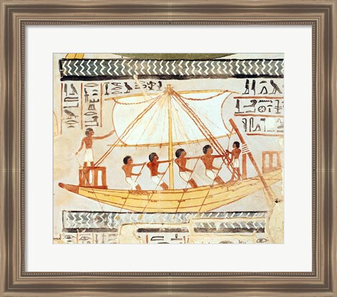 Framed Boatmen on the Nile, from the Tomb of Sennefer Print