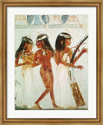 Framed Musicians and a Dancer, from the Tomb of Nakht Print