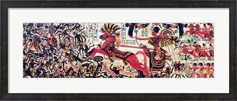Framed Tutankhamun on his chariot attacking Africans Print