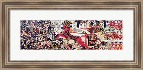 Framed Tutankhamun on his chariot attacking Africans Print