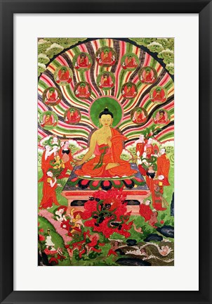 Framed Scenes from the life of Buddha Print