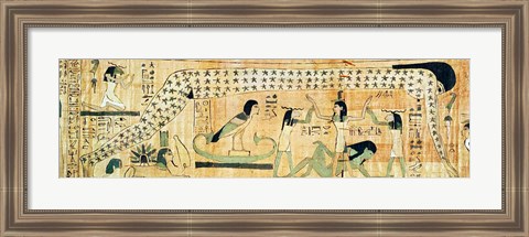 Framed Funerary papyrus of Djedkhonsouefankh depicting Geb and Nut Print