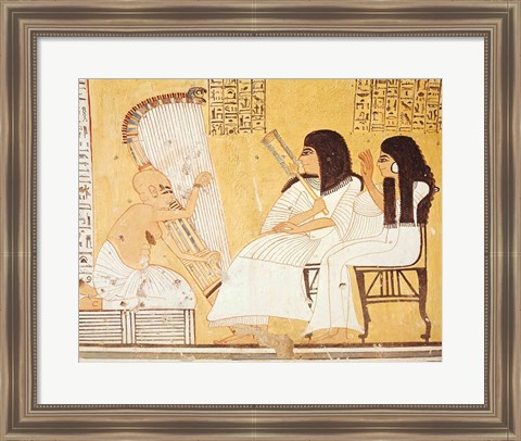 Framed deceased and his wife listening to a blind harpist Print