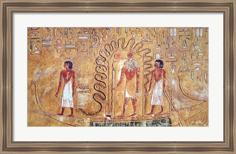 Framed sun god Ra in his solar barque Print