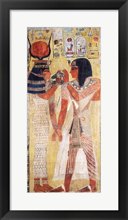 Framed Goddess Hathor placing the magic collar on Seti Print