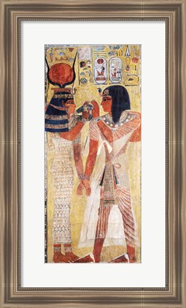 Framed Goddess Hathor placing the magic collar on Seti Print