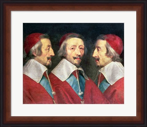 Framed Triple Portrait of the Head of Richelieu, 1642 Print