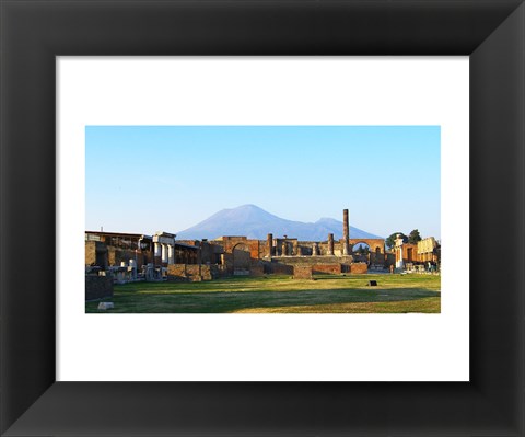 Framed View of Vesuvius Over the Ruins of Popmeii Print