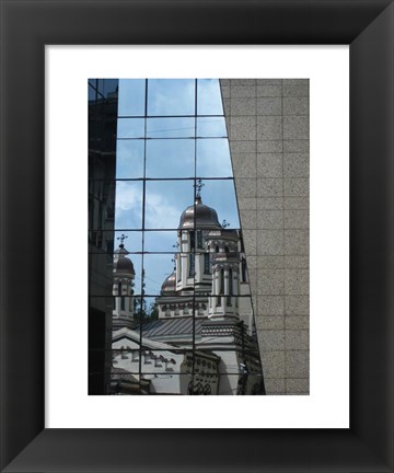 Framed Reflection of Church Detail Print