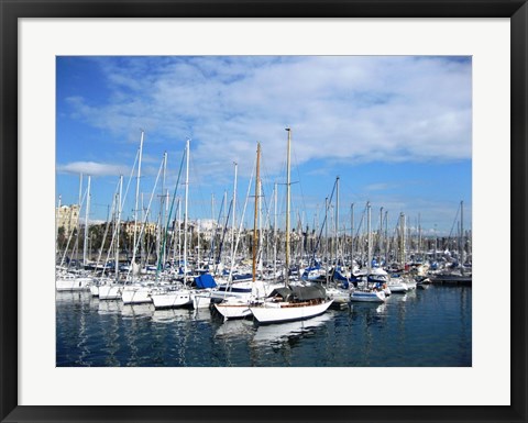 Framed Barcelona Harbour Print