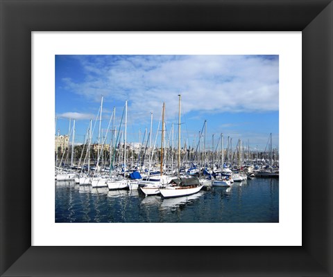 Framed Barcelona Harbour Print