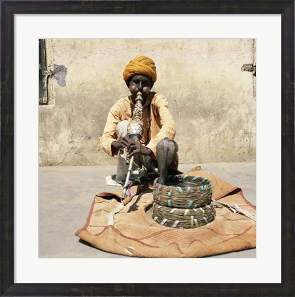 Framed Snake Charmer Jaipur India Print