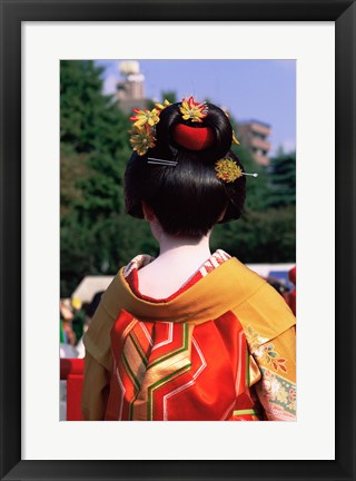 Framed Rear view of a geisha, Jidai Matsuri Festival, Tokyo, Japan Print