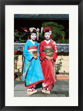 Framed Portrait of two geishas Print