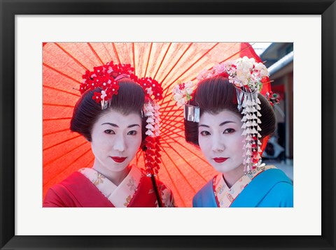 Framed Geishas with Umbrellas Print