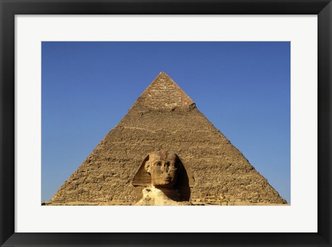 Framed Great Sphinx  Chephren Pyramid  Giza  Egypt Print