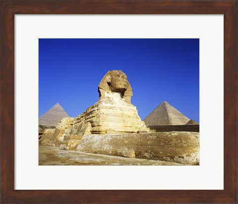 Framed Great Sphinx and pyramids, Giza, Egypt Print