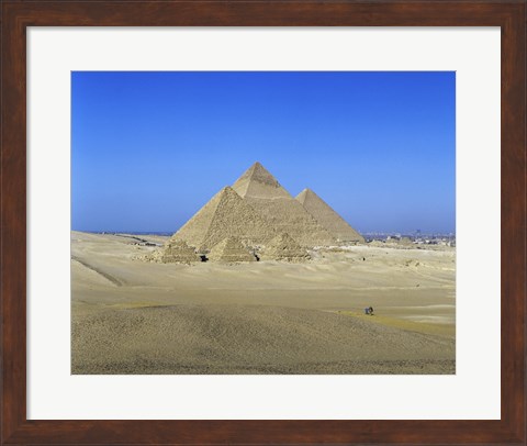 Framed Giza Pyramids, Giza, Egypt (far view) Print