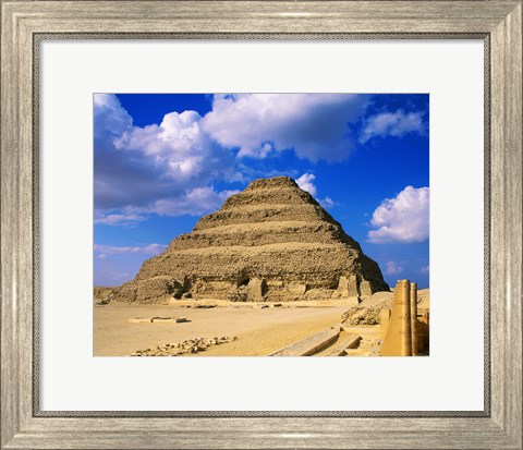 Framed Step Pyramid of Zoser, Saqqara, Egypt Print