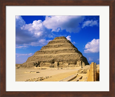 Framed Step Pyramid of Zoser, Saqqara, Egypt Print