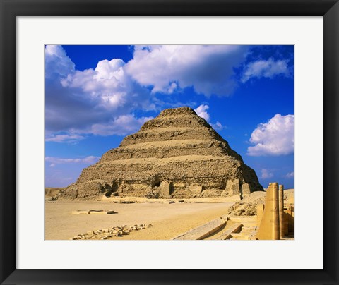 Framed Step Pyramid of Zoser, Saqqara, Egypt Print