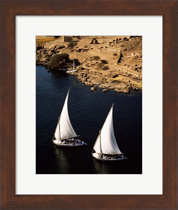 Framed Two sailboats, Nile River, Egypt Print