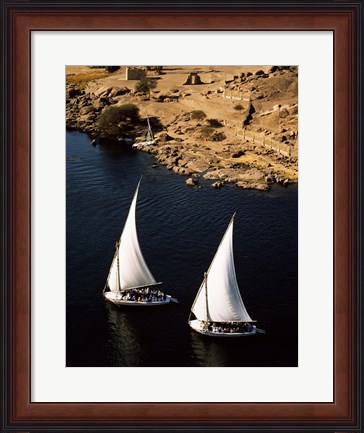 Framed Two sailboats, Nile River, Egypt Print