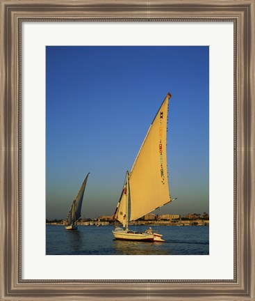 Framed Sailboats sailing in a river, Nile River, Luxor, Egypt Print