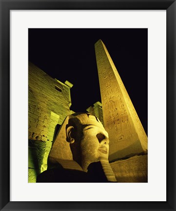 Framed Statue at night, Temple of Luxor, Luxor, Egypt Print