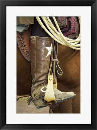 Framed Cowboy riding a horse Print