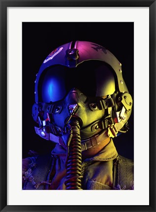 Framed Fighter Pilot in full attire, United States Air Force Print