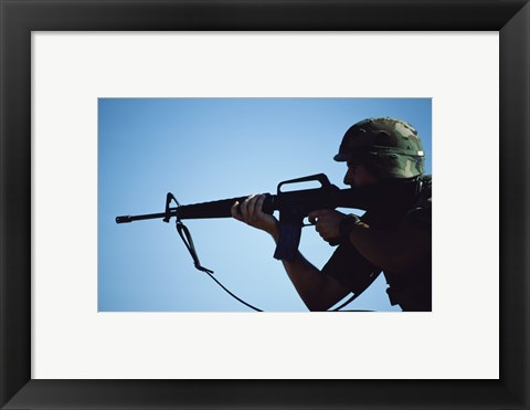 Framed Marksman M-16 Rifle Print