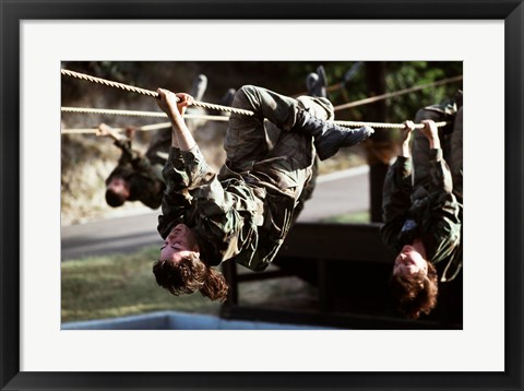 Framed U.S. Air Force Trainees on Obstacle Course photography Print