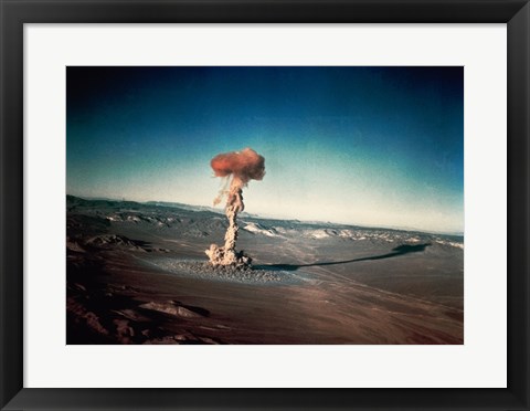 Framed Atomic bomb testing in the desert Print