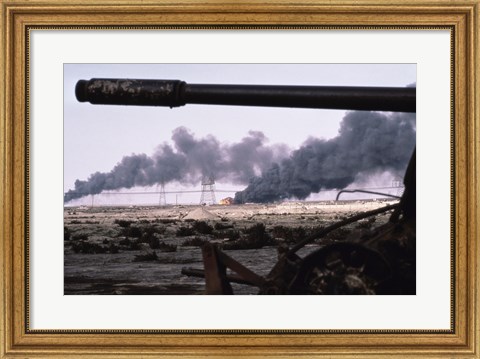 Framed Kuwait: An Oil Field Set  Ablaze Print