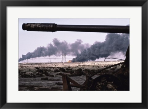 Framed Kuwait: An Oil Field Set  Ablaze Print