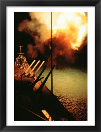 Framed Mark-7 Guns fired from the USS Missouri Print