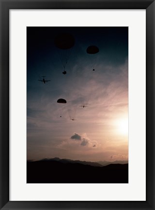 Framed Supplies being dropped from C-141B Starlifters Print