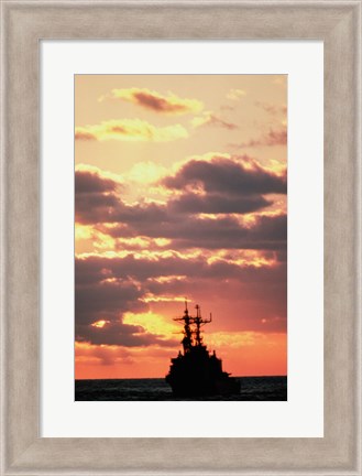 Framed Silhouette of the USS Deyo Print