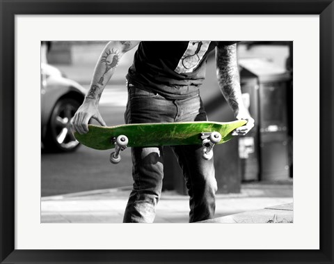 Framed Green Skateboard Print