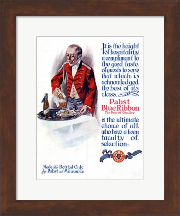 Framed Pabst Blue Ribbon Beer 1911 Print