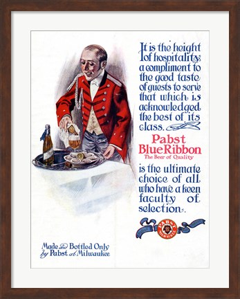 Framed Pabst Blue Ribbon Beer 1911 Print